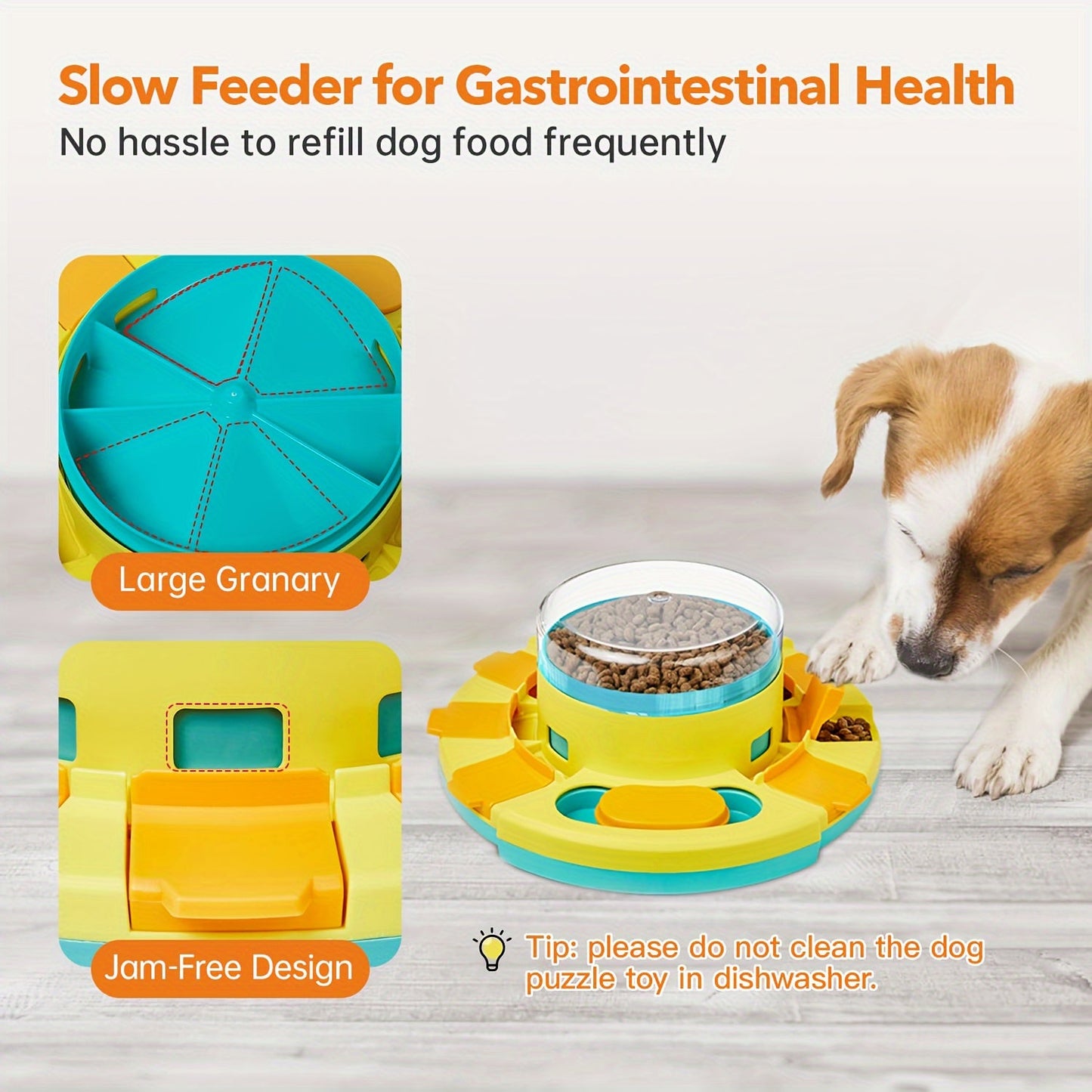 Interactive Puzzle Feeder for Dogs - Slow Feeder Bowl with IQ Training Games for Mental Stimulation