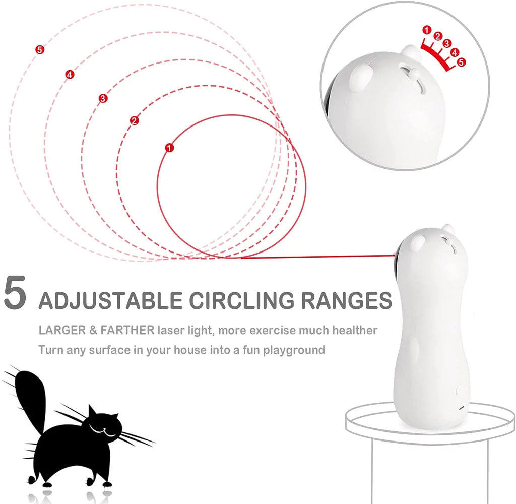 Automatic Cat Laser Toy, Interactive Pet Laser Toys for Indoor Cats and Kittens, 5 Random Patterns, USB Charging or Battery Powered, Random Rotating Light Pet Toy