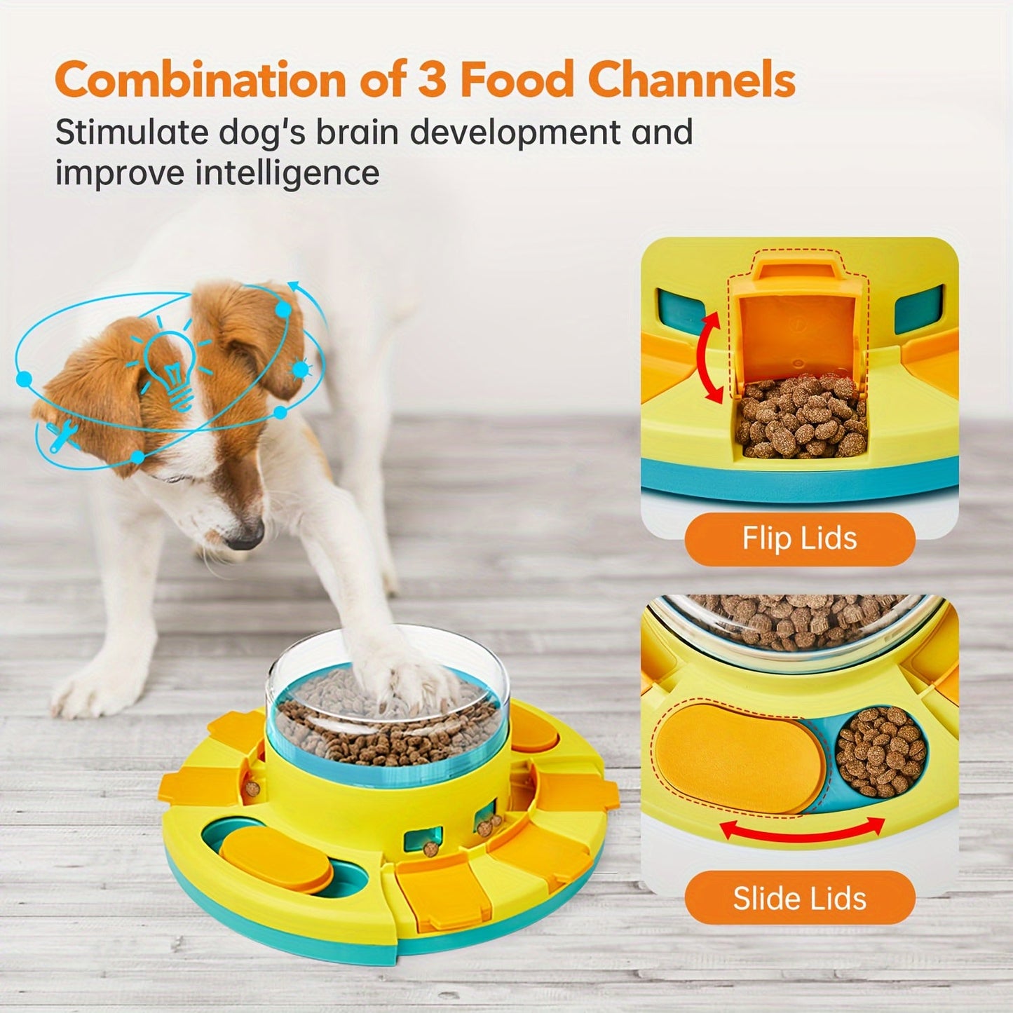 Interactive Puzzle Feeder for Dogs - Slow Feeder Bowl with IQ Training Games for Mental Stimulation